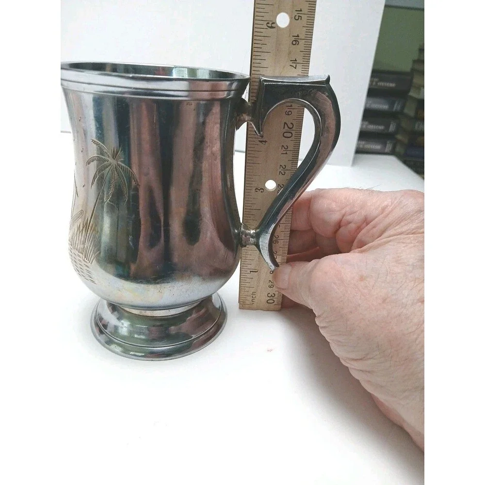 Vintage Silver Plated Etched Tankard Made In India